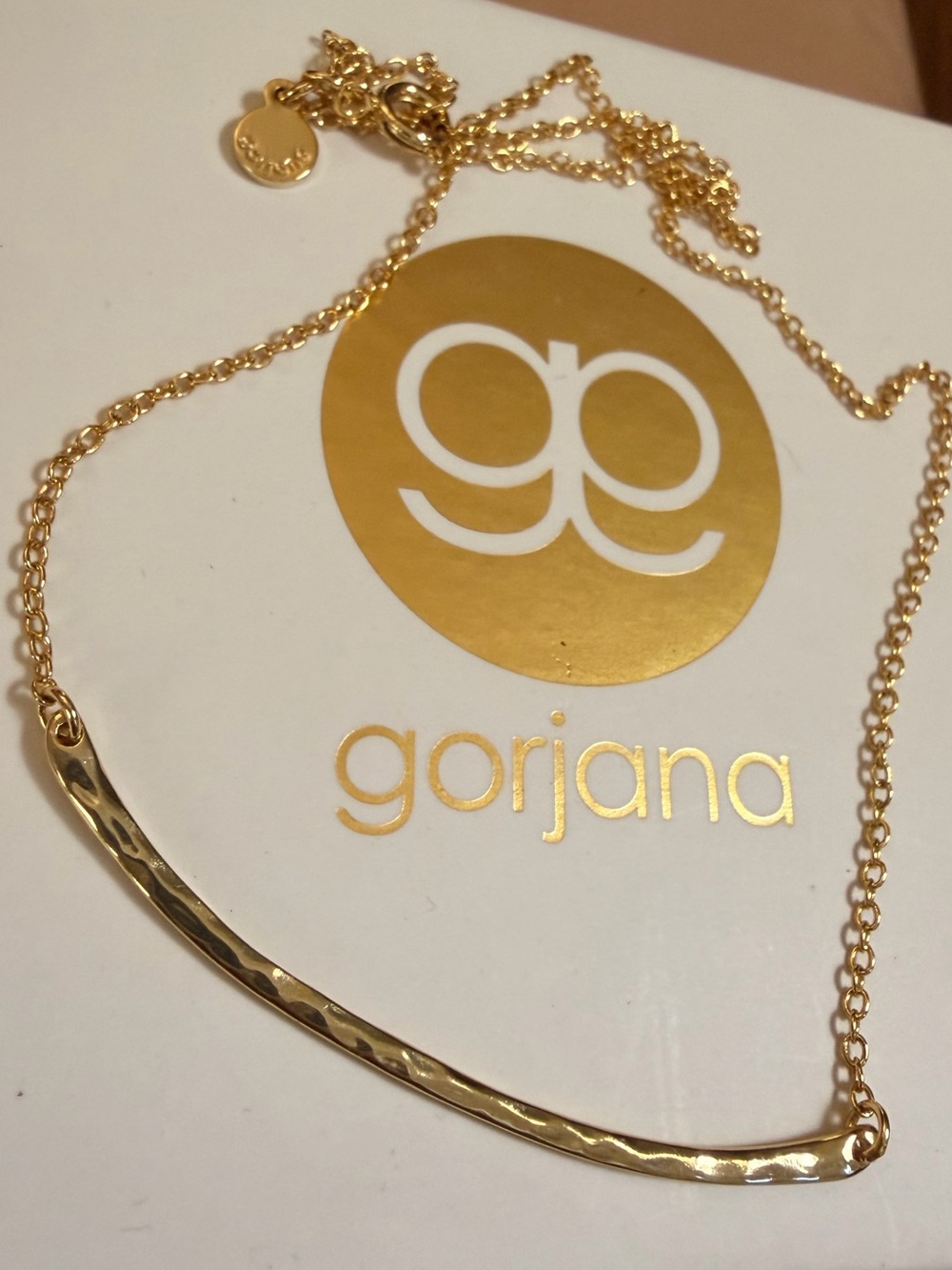 Gorjana Hammered ‘Taner’ Gold Bar Necklace
